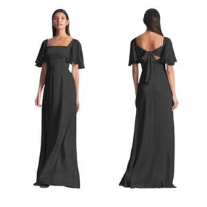 Sachin + Babi Womens Black Aurora Short Flutter Sleeve Gown Size 18W NEW